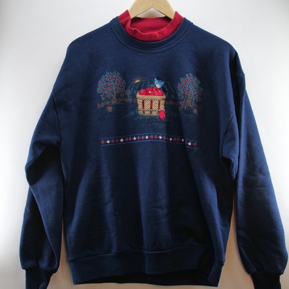 Morning Sun Other - Vintage Jerzees Morning Sun Sweatshirt Birdhouses Red L Made In USA Embroidery